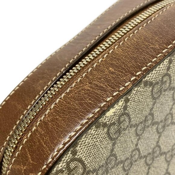 Auth GUCCI GG Plus/GG Supreme 409535 Dark Brown Beige PVC Leather Shoulder Bag - Picture 5 of 16